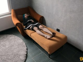 Cute blue haired student enjoys anal sex after school