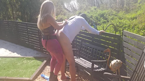 Blondie Pegs Her Slave At A Public Park For All To See