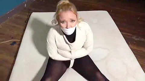 Lil Missy gagged and straitjacketed in pantyhose